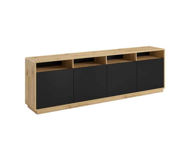 Bufé 4 puertas raven negro y madera