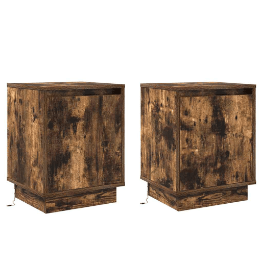Lote de 2 Mesa De Cabeceira - Mesinha De Cabeceira Carvalho Defumado 39 x 34,5 x 50 cm