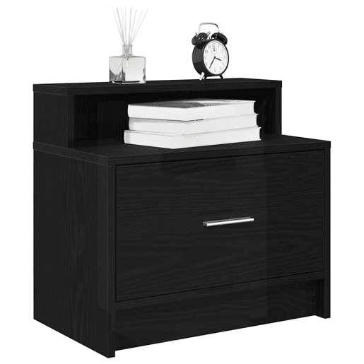 Lote de 2 Mesa De Cabeceira - Mesinha De Cabeceira com gaveta 51x31x47 cm carvalho preto