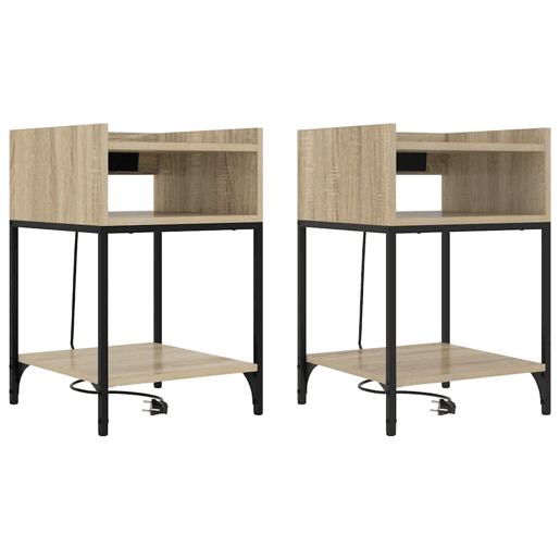 Lote de 2 Mesa De Cabeceira Mesinha De Cabeceira - Carvalho sonoma 40 x 40 x 61 cm