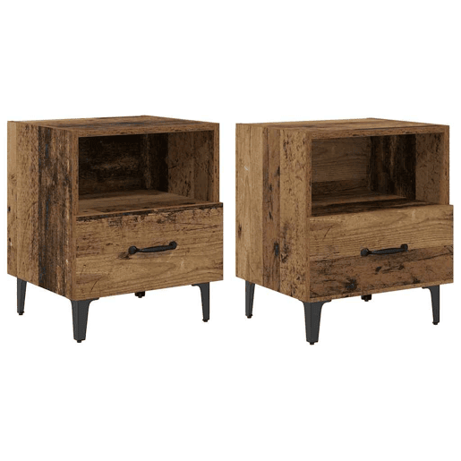 Lote de 2 Mesa De Cabeceira - Mesinha De Cabeceira Madeira antiga 40 x 35 x 47,5 cm