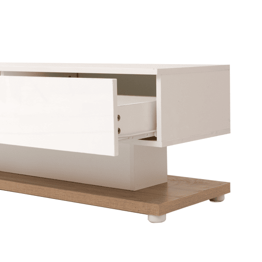 Móvel de TV 170 cm - Painel brilhante, divisórias de vidro, iluminação LED variável - Branco