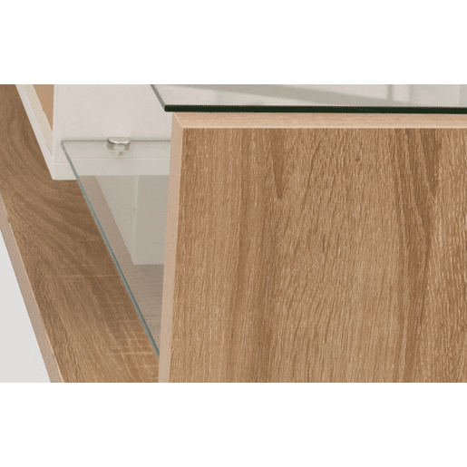 Móvel de TV 170 cm - Painel brilhante, divisórias de vidro, iluminação LED variável - Branco