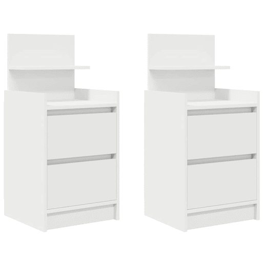Lote de 2 Mesa De Cabeceira - Mesinha De Cabeceira com 2 gavetas 38x34x80 cm branco