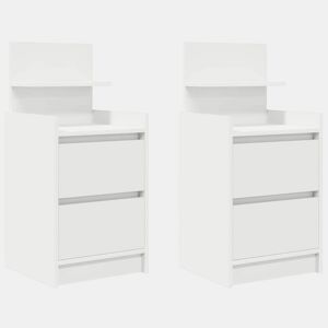 Lote de 2 Mesa De Cabeceira - Mesinha De Cabeceira com 2 gavetas 38x34x80 cm branco