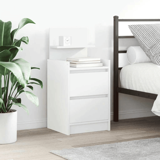 Lote de 2 Mesa De Cabeceira - Mesinha De Cabeceira com 2 gavetas 38x34x80 cm branco