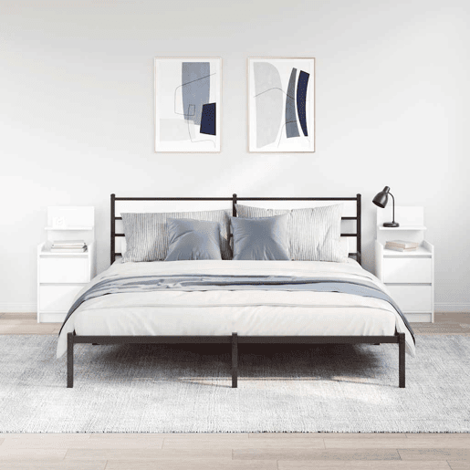 Lote de 2 Mesa De Cabeceira - Mesinha De Cabeceira com 2 gavetas 38x34x80 cm branco