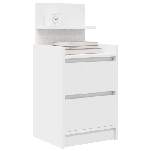 Lote de 2 Mesa De Cabeceira - Mesinha De Cabeceira com 2 gavetas 38x34x80 cm branco