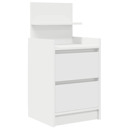 Lote de 2 Mesa De Cabeceira - Mesinha De Cabeceira com 2 gavetas 38x34x80 cm branco