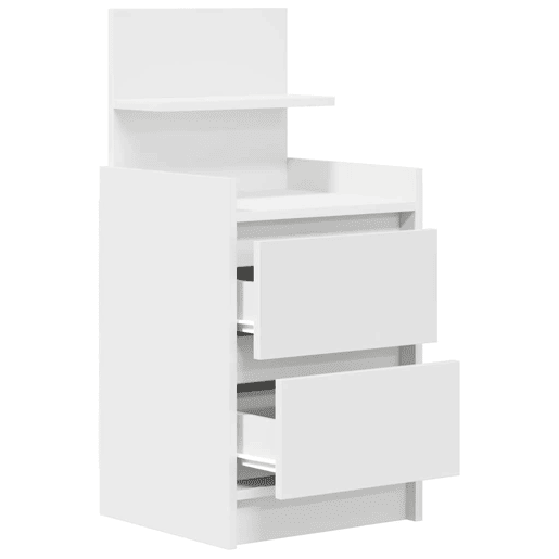 Lote de 2 Mesa De Cabeceira - Mesinha De Cabeceira com 2 gavetas 38x34x80 cm branco