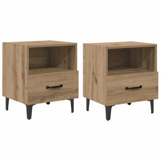 Lote de 2 Mesa De Cabeceira Mesinha De Cabeceira - carvalho artisiano 40 x 35 x 47,5 cm