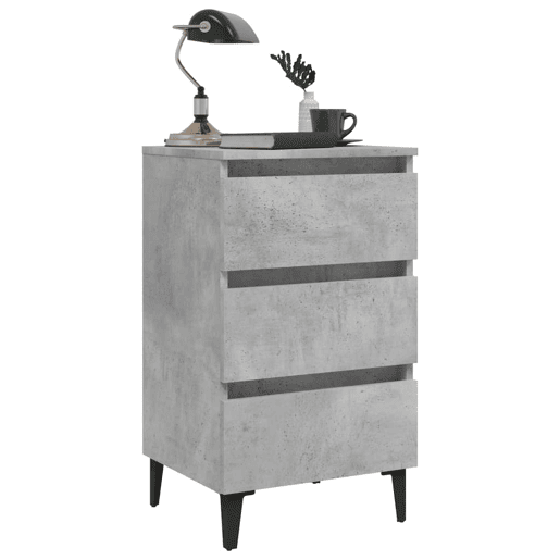 Mesa De Cabeceira Mesinha De Cabeceira - c pernas de metal 40x35x69 cm cinzento cimento