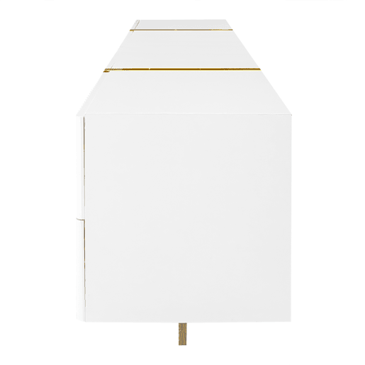 Móvel de TV 190 cm - 3 portas, 2 gavetas - Branco com dourado e madeira