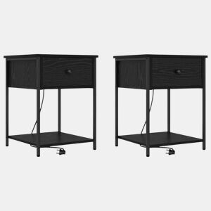 Lote de 2 Mesa De Cabeceira - Mesinha De Cabeceira Carvalho preto 42 x 41 x 56 cm