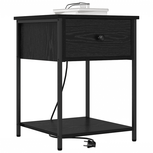 Lote de 2 Mesa De Cabeceira - Mesinha De Cabeceira Carvalho preto 42 x 41 x 56 cm