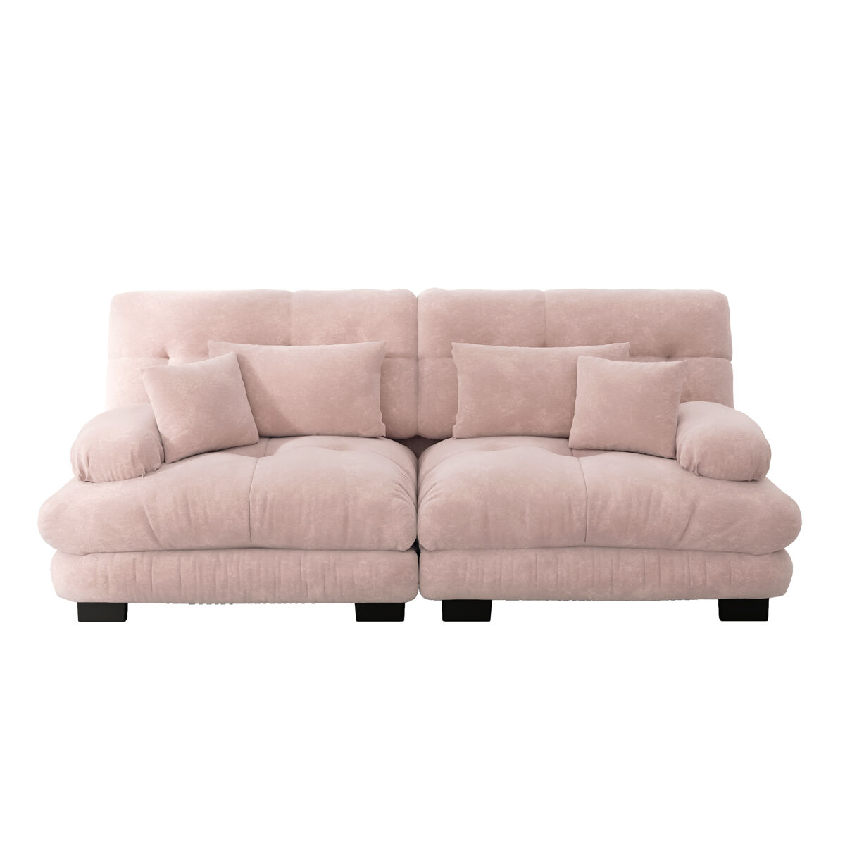sofa esquinero cloud - chenille con 2 cojines lumbar y 2 cojines decorativos - rosa