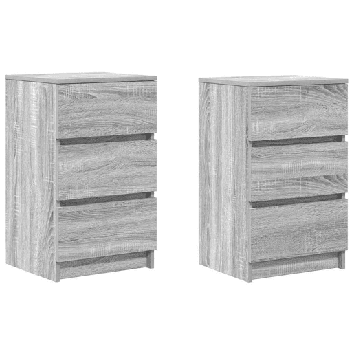 Lote de 2 Mesas De Cabeceira Mesinhas De Cabeceira - 3 gavetas 39x35x65cm sonoma cinzento
