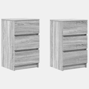 Lote de 2 Mesas De Cabeceira Mesinhas De Cabeceira - 3 gavetas 39x35x65cm sonoma cinzento