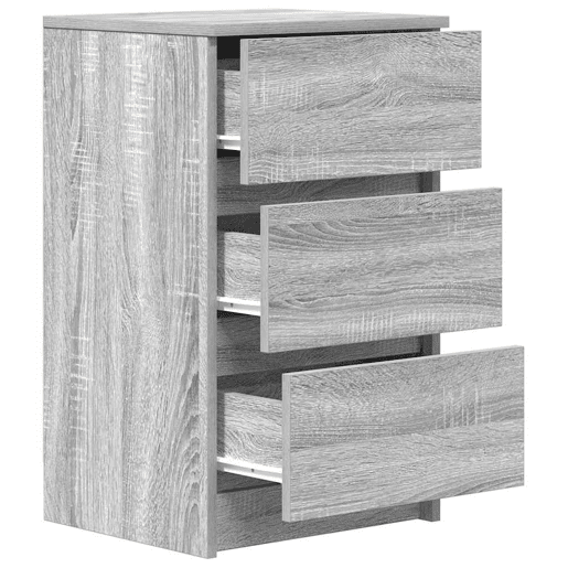 Lote de 2 Mesas De Cabeceira Mesinhas De Cabeceira - 3 gavetas 39x35x65cm sonoma cinzento