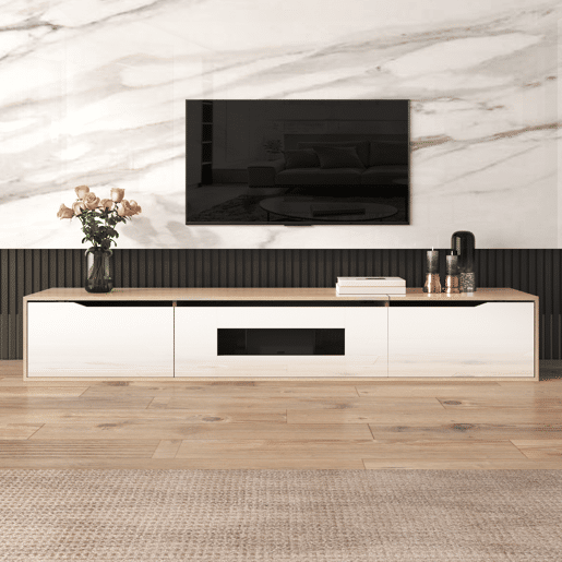 Móvel de TV - Características em branco brilhante com luz LED mutável - Branco