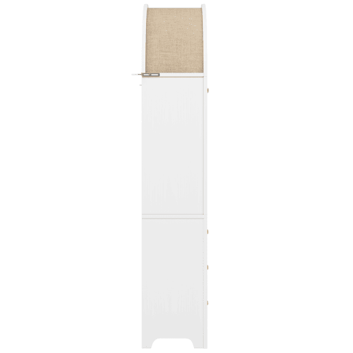 Armário alto com portas e gavetas - Prateleira curva com área de exposição aberta - Branco