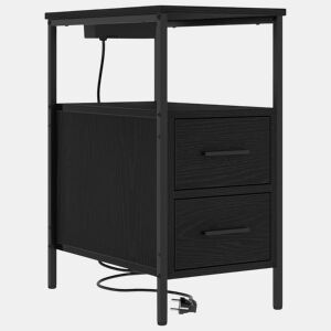 Mesa De Cabeceira - Mesinha De Cabeceira com gaveta Carvalho preto 30 x 48 x 61 cm