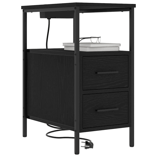 Mesa De Cabeceira - Mesinha De Cabeceira com gaveta Carvalho preto 30 x 48 x 61 cm