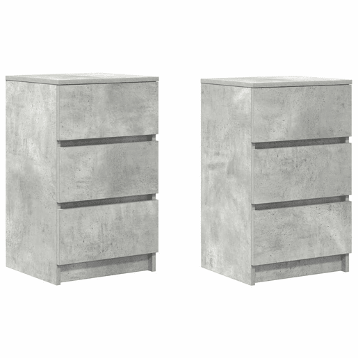 Lote de 2 Mesas De Cabeceira Mesinhas De Cabeceira - 3 gavetas 39x35x65cm cinzento cimento