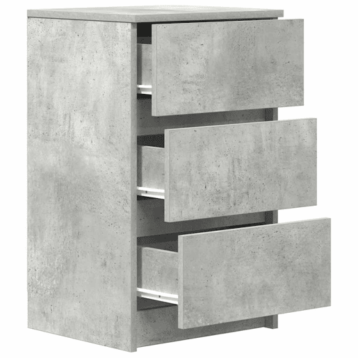 Lote de 2 Mesas De Cabeceira Mesinhas De Cabeceira - 3 gavetas 39x35x65cm cinzento cimento