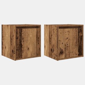 Lote de 2 Mesas De Cabeceira Mesinhas De Cabeceira - de parede 38x34x40cm madeira velha