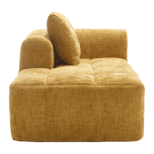Sofá Chaiselongue confortável - Sem montagem, macio com almofadas e bolsos laterais - Amarelo