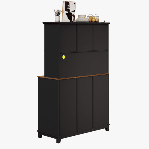 Armário de cozinha 105x38,4x180 cm - Vitrina com prateleiras ajustáveis, aparador com iluminação LED, cores de luz variáveis - Preto
