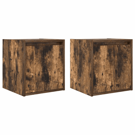Lote de 2 Mesas De Cabeceira Mesinhas De Cabeceira - de parede 38x34x40 cm carvalho fumado