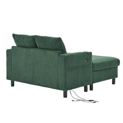 Poltrona chaise longue grande - Com apoio para bebidas, portas USB, iluminação LED ambiente - Verde