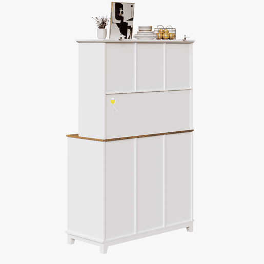 Armário de cozinha 105x38,4x180 cm - Aparador alto, vitrina, prateleiras ajustáveis, com iluminação LED - Branco