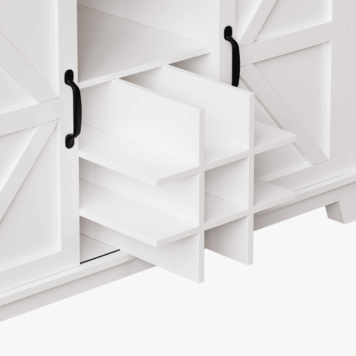 Armário de cozinha 105x38,4x180 cm - Aparador alto, vitrina, prateleiras ajustáveis, com iluminação LED - Branco