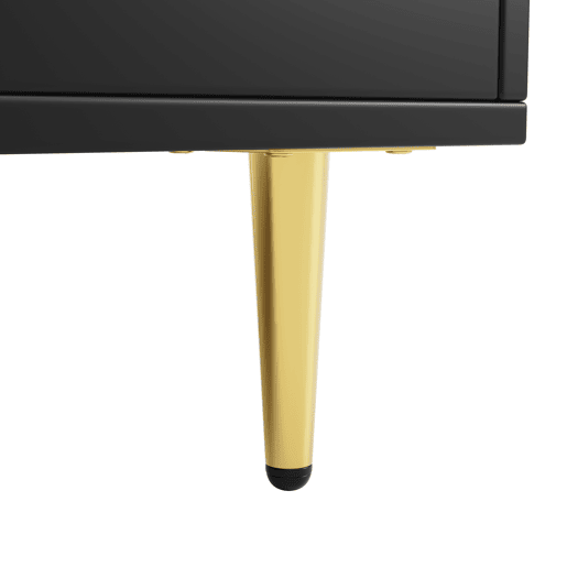 Armário de sala de jantar 145x39x171 cm - Portas de vidro Changhong, prateleira para copos de vinho, armazenamento em camadas - Preto