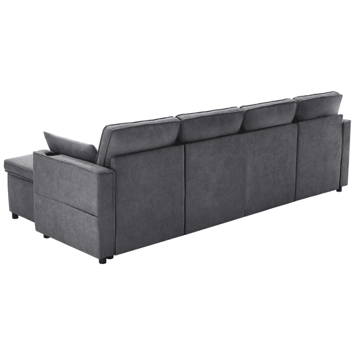 Sofá-cama em forma de U - Com função de cama, com porta-copos, arrumação, adequado para famílias - Cinza