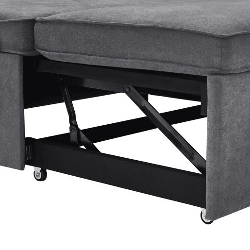 Sofá-cama em forma de U - Com função de cama, com porta-copos, arrumação, adequado para famílias - Cinza