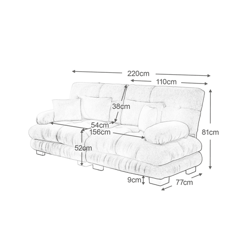 Sofá Cloud 2 lugares - Chenille com 2 almofadas lombares e 2 almofadas decorativas - Cinza