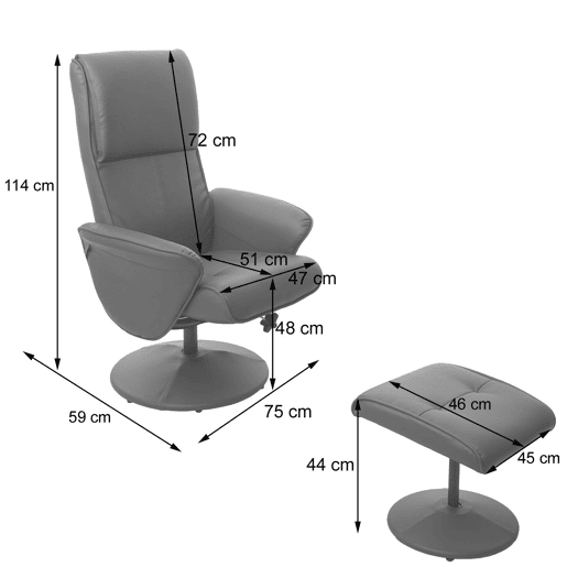Poltrona giratória reclinável para TV com apoio para os pés estofamento confortável e encosto alto em material sintético creme 04_0003106