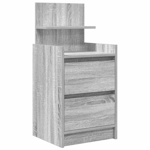 Lote de 2 Mesa De Cabeceira - Mesinha De Cabeceira c 2 gavetas 38x34x80cm sonoma cinzento