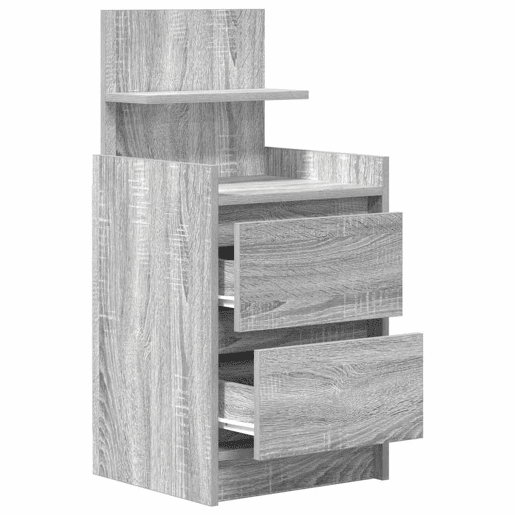 Lote de 2 Mesa De Cabeceira - Mesinha De Cabeceira c 2 gavetas 38x34x80cm sonoma cinzento