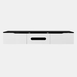 Móvel de TV 180 cm - Superfície brilhante, com iluminação LED de 16 cores, montável na parede - Preto, Branco