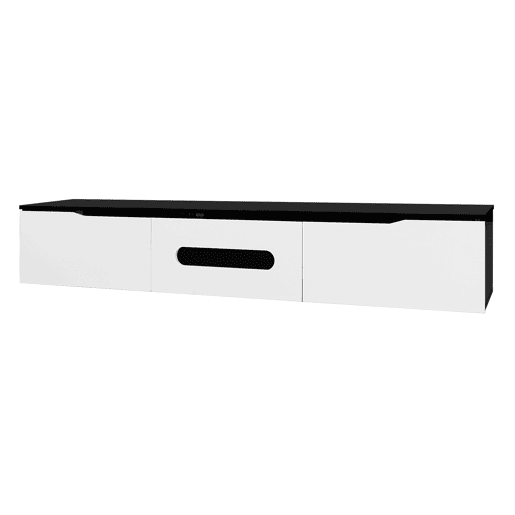 Móvel de TV 180 cm - Superfície brilhante, com iluminação LED de 16 cores, montável na parede - Preto, Branco
