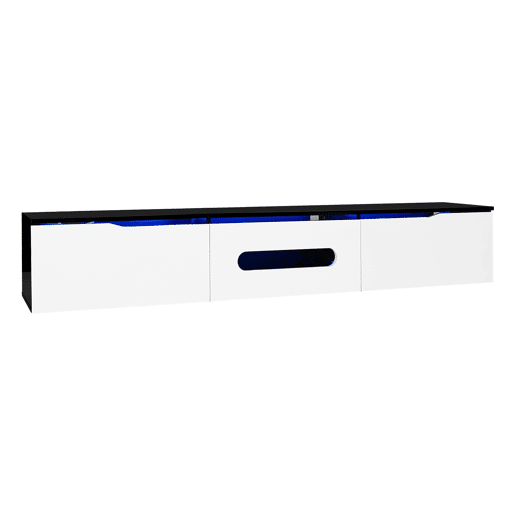 Móvel de TV 180 cm - Superfície brilhante, com iluminação LED de 16 cores, montável na parede - Preto, Branco