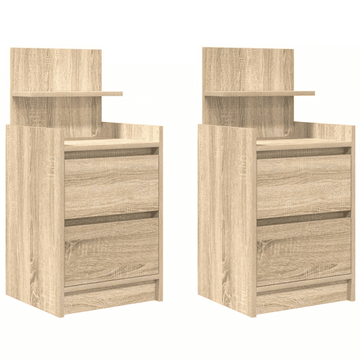 Lote de 2 Mesa De Cabeceira - Mesinha De Cabeceira c 2 gavetas 38x34x80cm carvalho sonoma