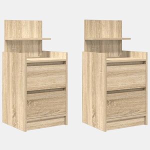 Lote de 2 Mesa De Cabeceira - Mesinha De Cabeceira c 2 gavetas 38x34x80cm carvalho sonoma