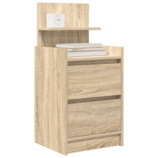 Lote de 2 Mesa De Cabeceira - Mesinha De Cabeceira c 2 gavetas 38x34x80cm carvalho sonoma