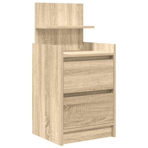 Lote de 2 Mesa De Cabeceira - Mesinha De Cabeceira c 2 gavetas 38x34x80cm carvalho sonoma
